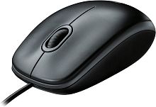 Мышь проводная Logitech B100 black (USB, оптическая, 1000dpi, 2but) (910-006605)